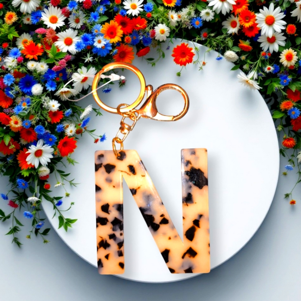 Tortoiseshell Initial Keychain